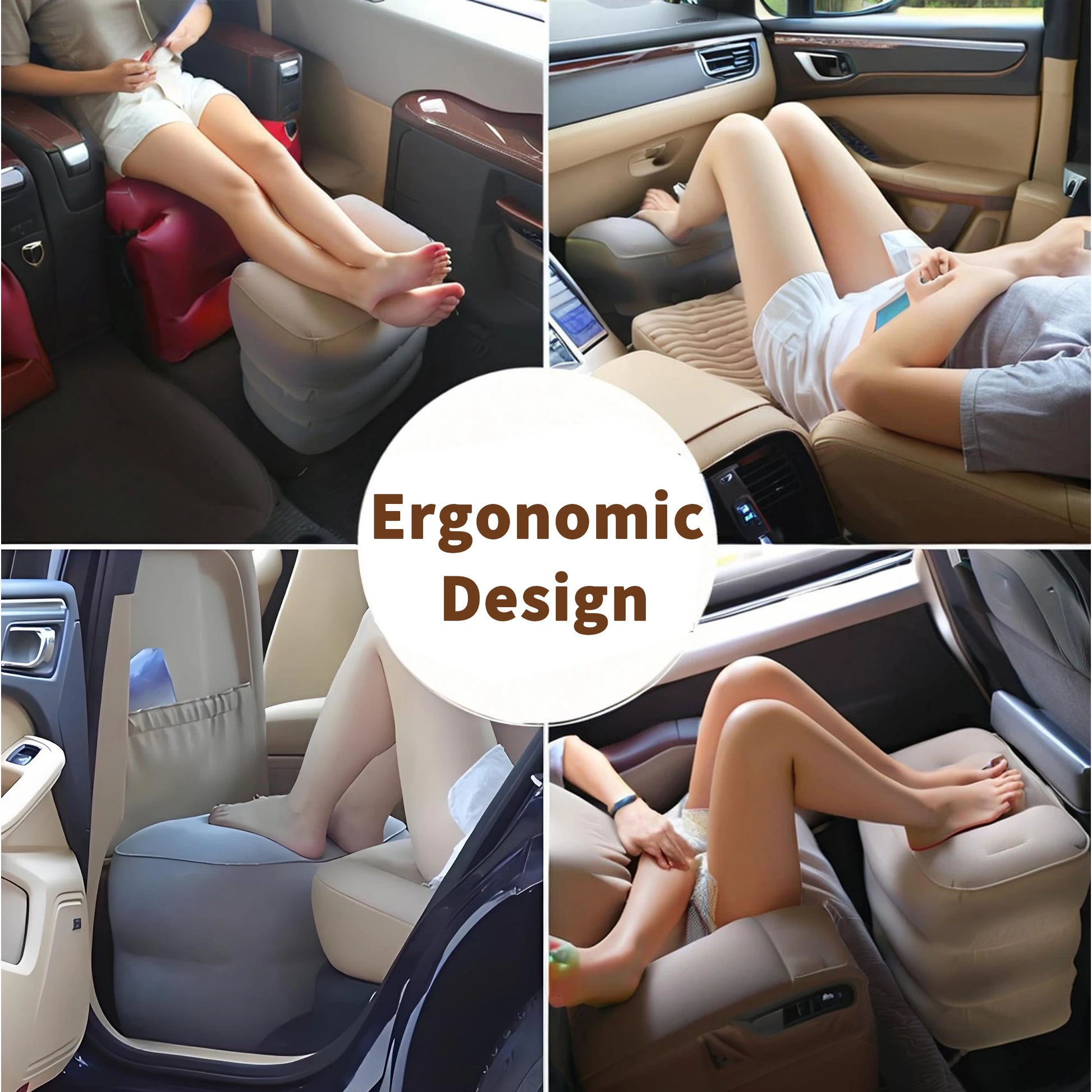Inflatable Sleeping Foot Rest Pillow for Air Travel, PVC Adjustable 3-Layer Flight Footstool Cushion for Car Office annizon.com