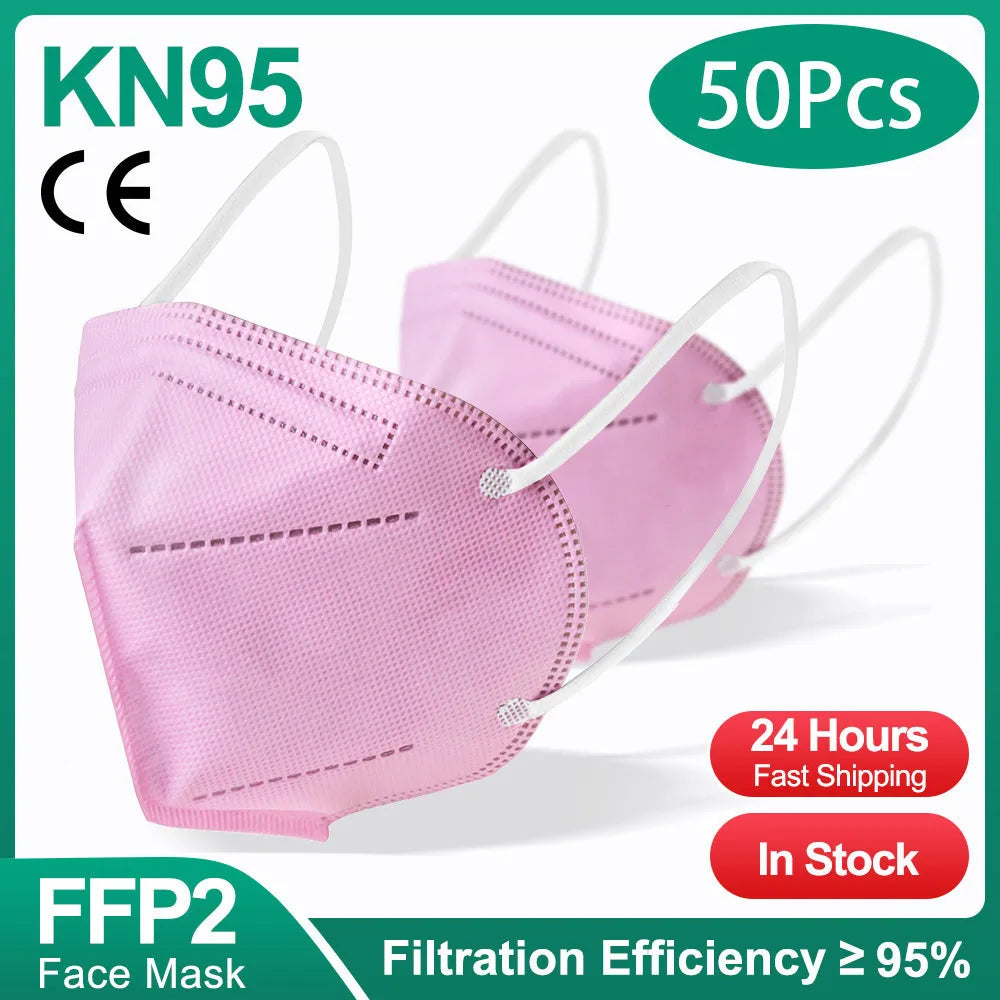 10-200PCS mascarillas fpp2 Black KN95 CE Certified FFP2 face mask mascarilla kn95 5Layers Non-wove Adult ffp2 mask kn95 reusable