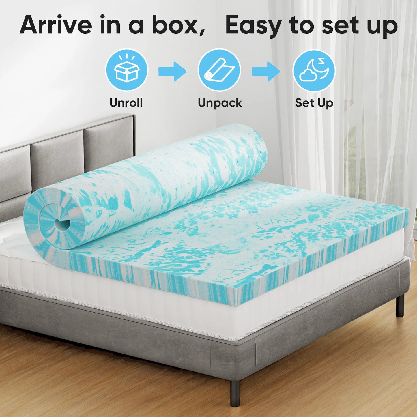 JHK 2-3 Inch Gel Memory Foam Mattress Topper Full Size Cooling Mattress Soft and Breathable Bed Topper School Bedroom Furniture annizon.com