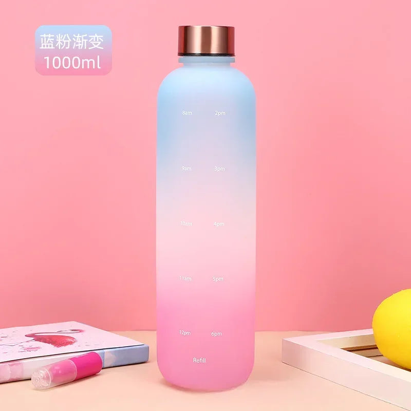 1L Water Bottle with Time Marker - BPA Free Leakproof