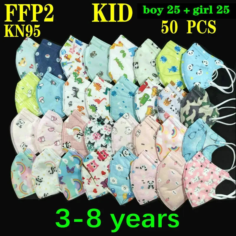KN95 Kid Mask 3-8 8-15 Years Old  5 Layers Cartoons FFP2 Masque Boys Girls Children Mascarillas CE Face Mask FPP2 Protective