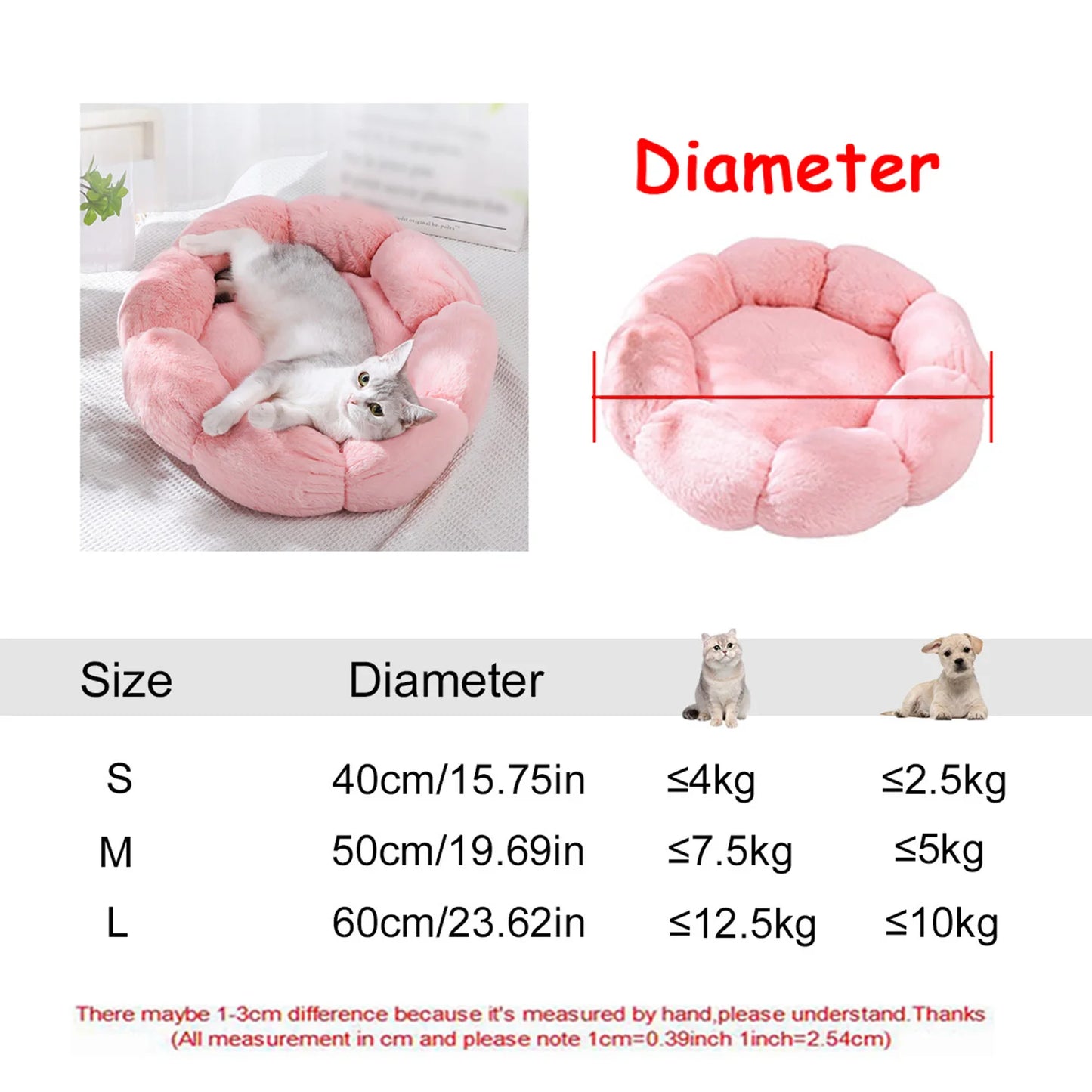40-90cm 6 Sizes Round Pet Bed for Large Dog Bed Super Soft Cat Bed Plush Dog House for Medium Dog House Winter Warm Sleeping annizon.com