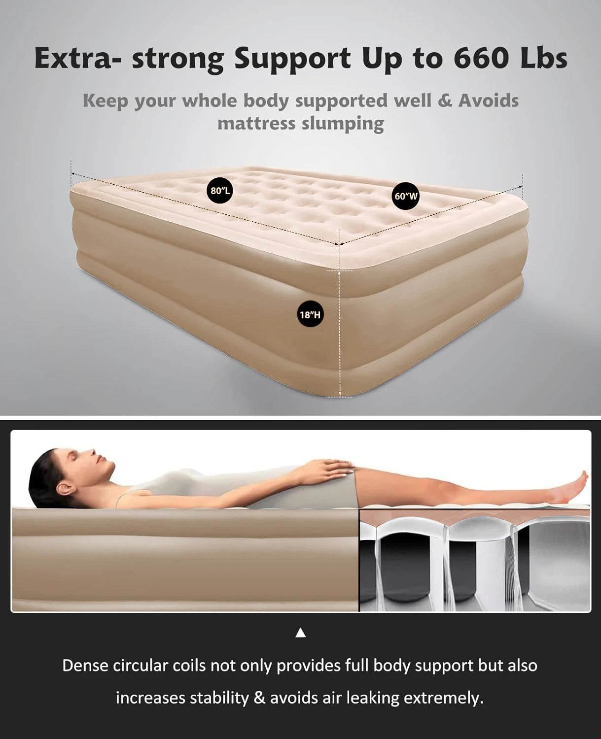 Interior Air Mattress Glamping Mats PVC Inflatable Sleeping Mattress Luxury 2 Person Camping Bed Mat Built-in Pump Thicken Mat annizon.com