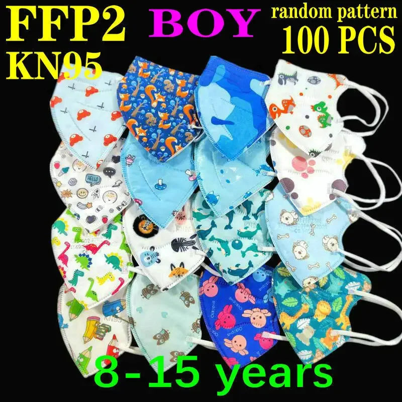 KN95 Kid Mask 3-8 8-15 Years Old  5 Layers Cartoons FFP2 Masque Boys Girls Children Mascarillas CE Face Mask FPP2 Protective