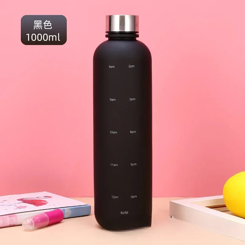1L Water Bottle with Time Marker - BPA Free Leakproof