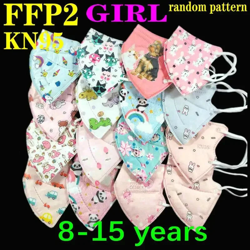 KN95 Kid Mask 3-8 8-15 Years Old  5 Layers Cartoons FFP2 Masque Boys Girls Children Mascarillas CE Face Mask FPP2 Protective