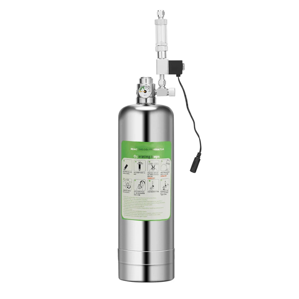 5L Double Aquarium CO2 Generator System Kit CO2 Cylinder Generator System with Solenoid Valve Bubble Diffuser Carbon Dioxide