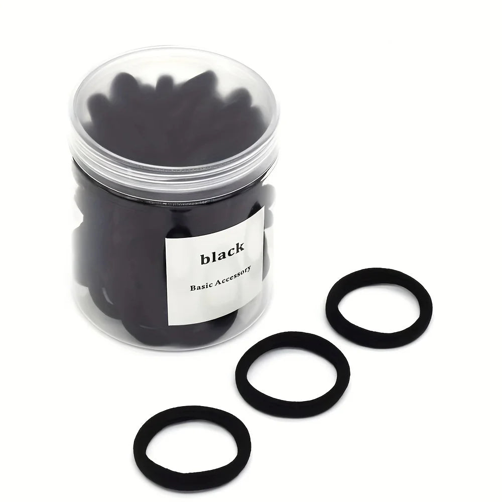 50/100 pieces - Canned high elasticity black headband, suitable for ponytails, hairstyles (various colors), casual, women's headwear, women's hair accessories ponytail holder, hair elastic band, hair bundle, gym sportswear, g annizon.com