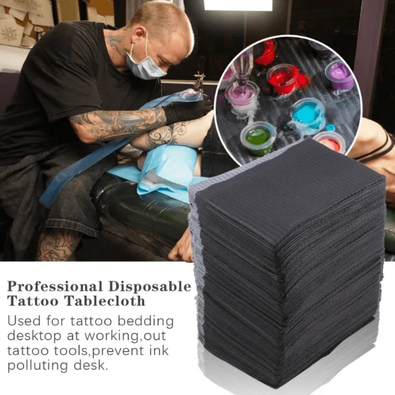 20/50/125PCS Black Tattoo Tabletop Cover Disposable Bed Sheet Fabric Waterproof Stain Resistant Cleaning Table Mat annizon.com
