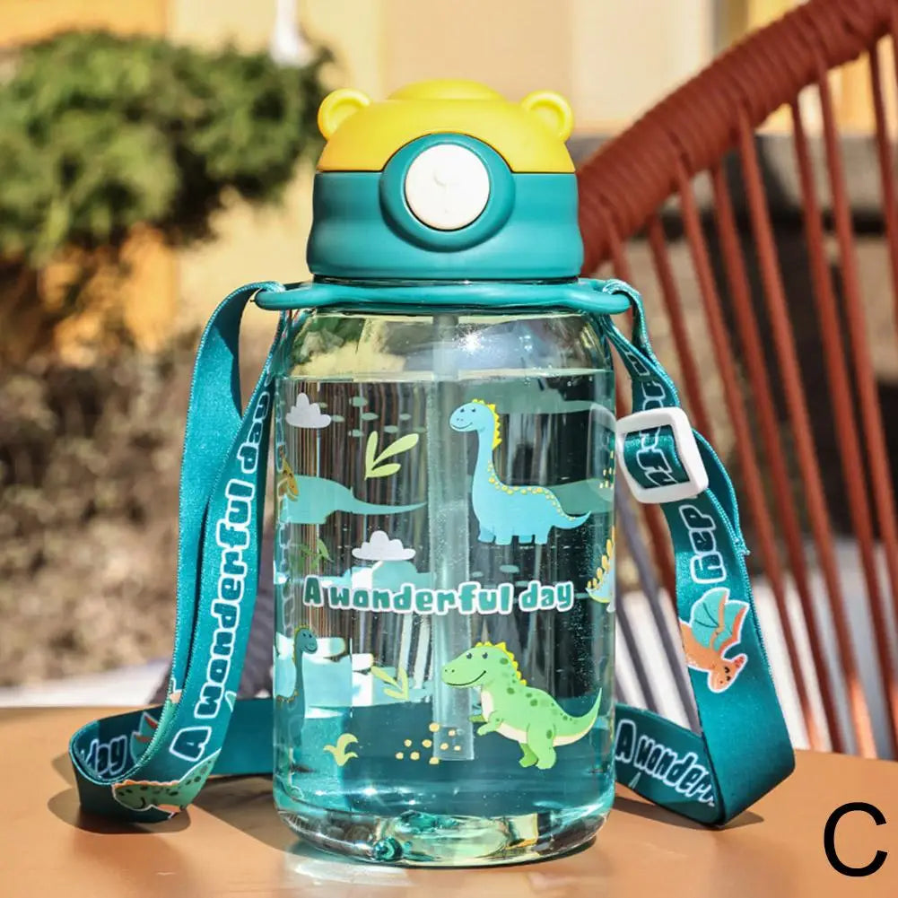 Cute Kids Water Bottle with Straw Free BPA Leakproof Outdoor Portable Children's Cups School Water Bottle for Children