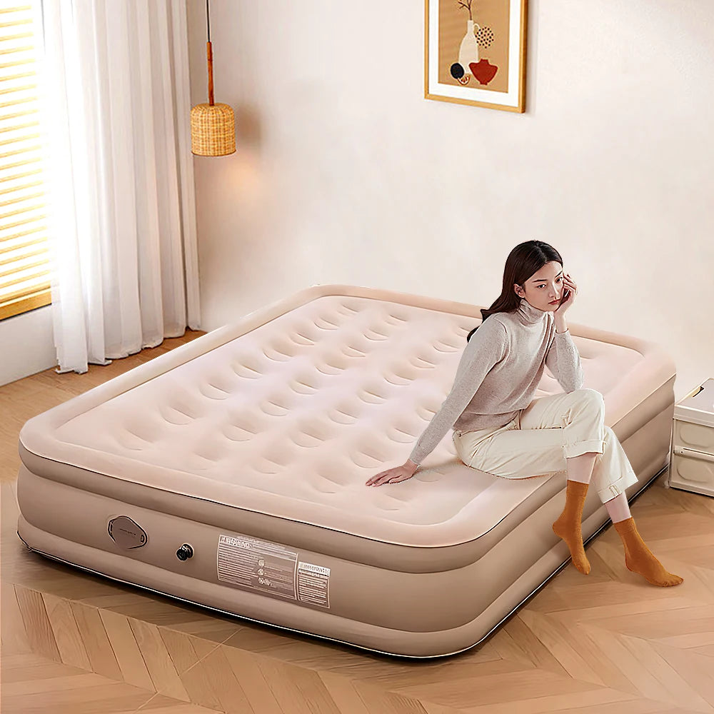 Interior Air Mattress Glamping Mats PVC Inflatable Sleeping Mattress Luxury 2 Person Camping Bed Mat Built-in Pump Thicken Mat annizon.com
