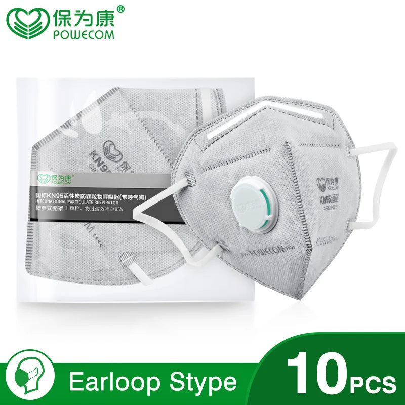 POWECOM KN95 Masks Activated Carbon kn95mask with Valve 1866V Mask Safety Face Mouth Mask tapabocas Adult Masks