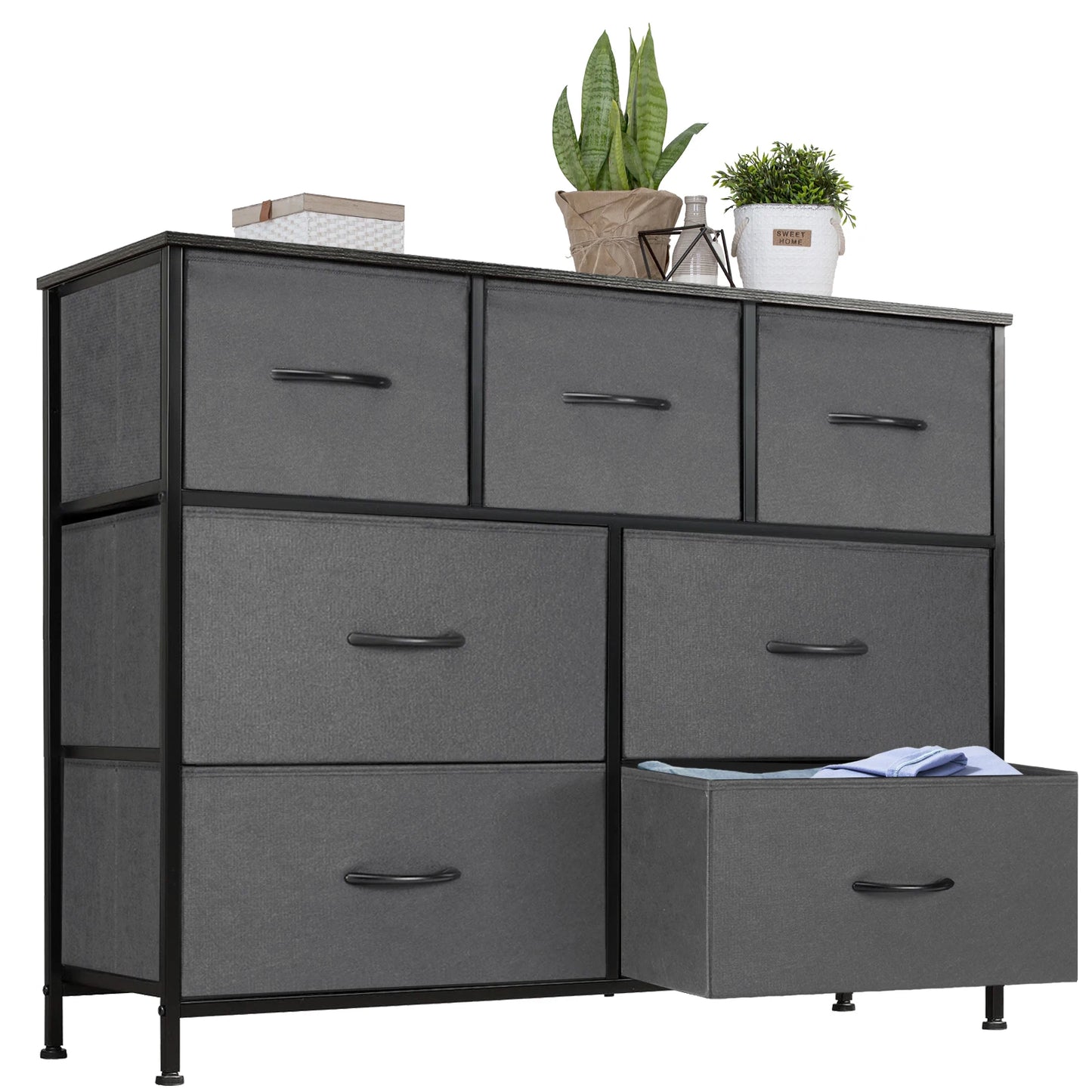 JHK Desser For Bedroom With 7 Fabric Drawers Organizer Storage Closet Chest Clothes For Living Room Display Cabinet Of Furniture annizon.com