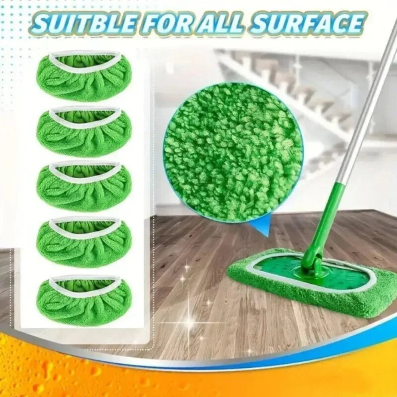 Eco-Friendly Mop Cover Set – 6-Pack Washable Flat Mop Pads for Dusting, Wet Mopping & Pet Hair Pickup, Reusable Alternative to annizon.com