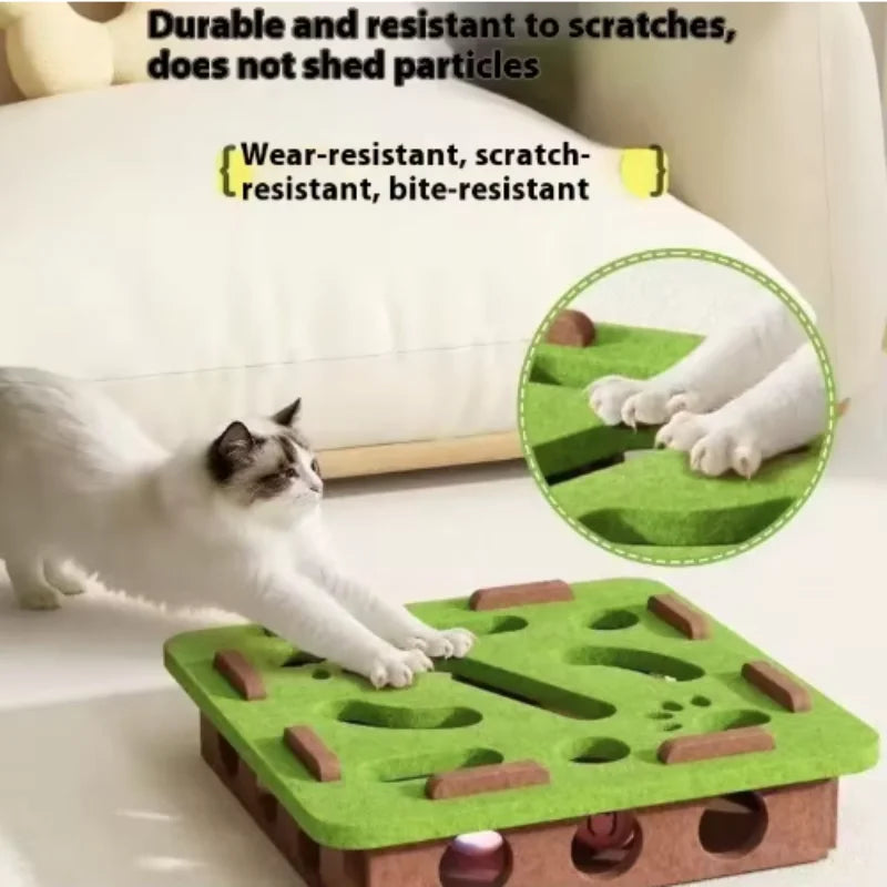Pet Cat Puzzle Maze Holes Toys Felt Box With Bell Ball Kitten Playing Toys Interactive Funny  Cat Supplies annizon.com