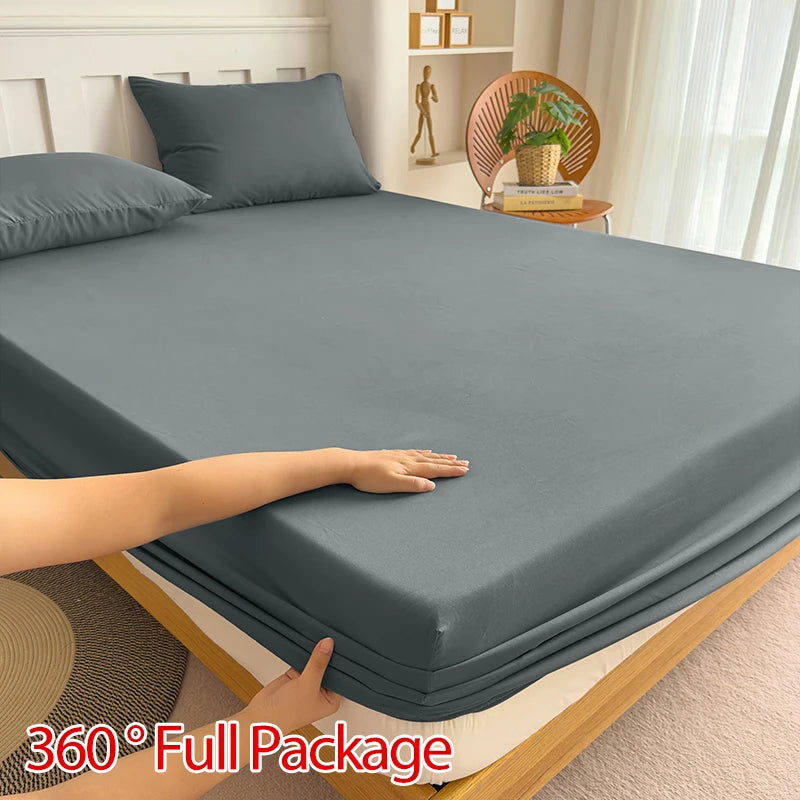 90/120/150/180x200 Fitted Bed Sheet With Elastic Band Solid Color Mattress Covers Protector Single Double King Beds 100% Polyest annizon.com