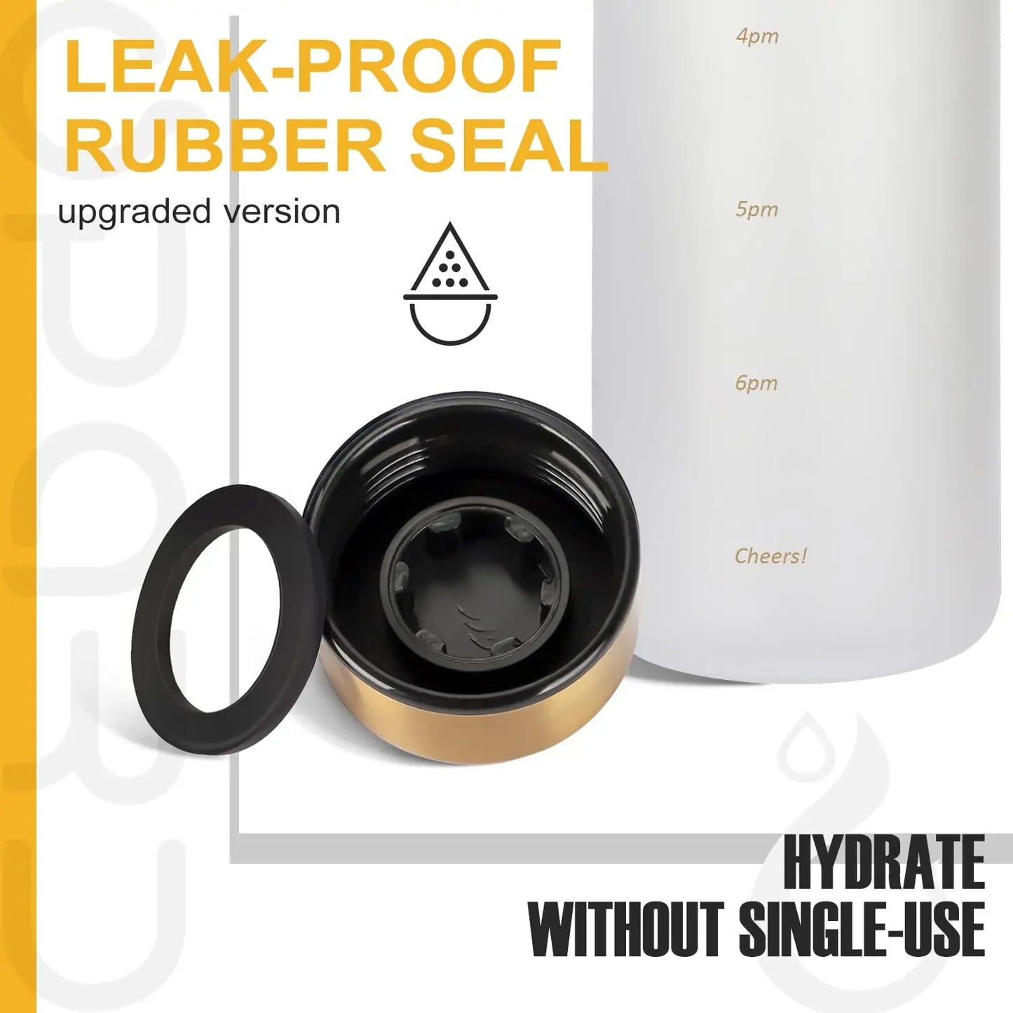 1L Water Bottle with Time Marker - BPA Free Leakproof