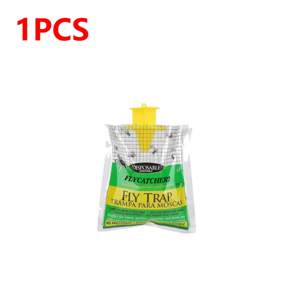 Hanging Fly Trap Bag with Fly Bait Disposable Flies Trap Non-Toxic Mosquito Trap Catcher Fly Wasp Insect Bug Killer for Outdoor
