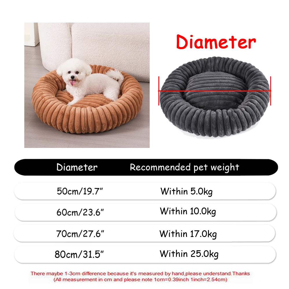 40-90cm 6 Sizes Round Pet Bed for Large Dog Bed Super Soft Cat Bed Plush Dog House for Medium Dog House Winter Warm Sleeping annizon.com