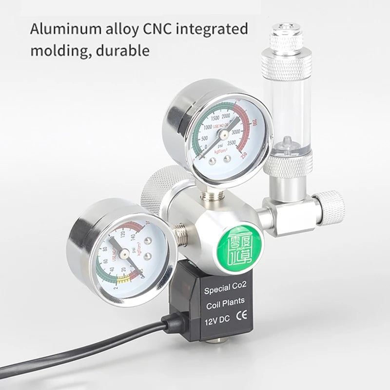 Aquarium CO2 Regulator Solenoid DIY Bubble Counter Control System Reaction Double Gauge Fish Tank CO2 Pressure Reducing Valve