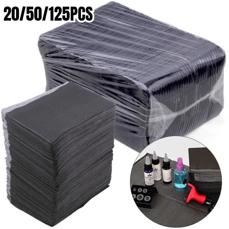20/50/125PCS Black Tattoo Tabletop Cover Disposable Bed Sheet Fabric Waterproof Stain Resistant Cleaning Table Mat annizon.com