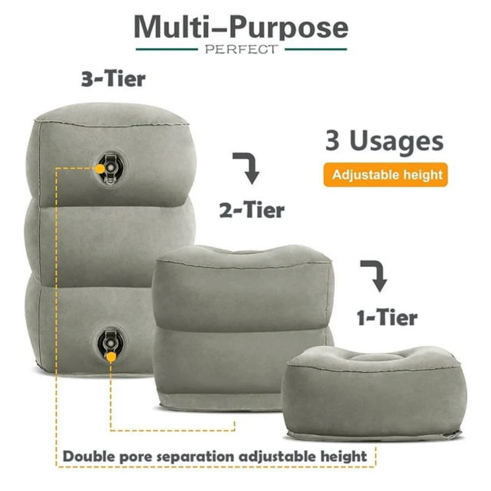 Inflatable Sleeping Foot Rest Pillow for Air Travel, PVC Adjustable 3-Layer Flight Footstool Cushion for Car Office annizon.com