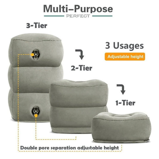 Inflatable Sleeping Foot Rest Pillow for Air Travel, PVC Adjustable 3-Layer Flight Footstool Cushion for Car Office annizon.com