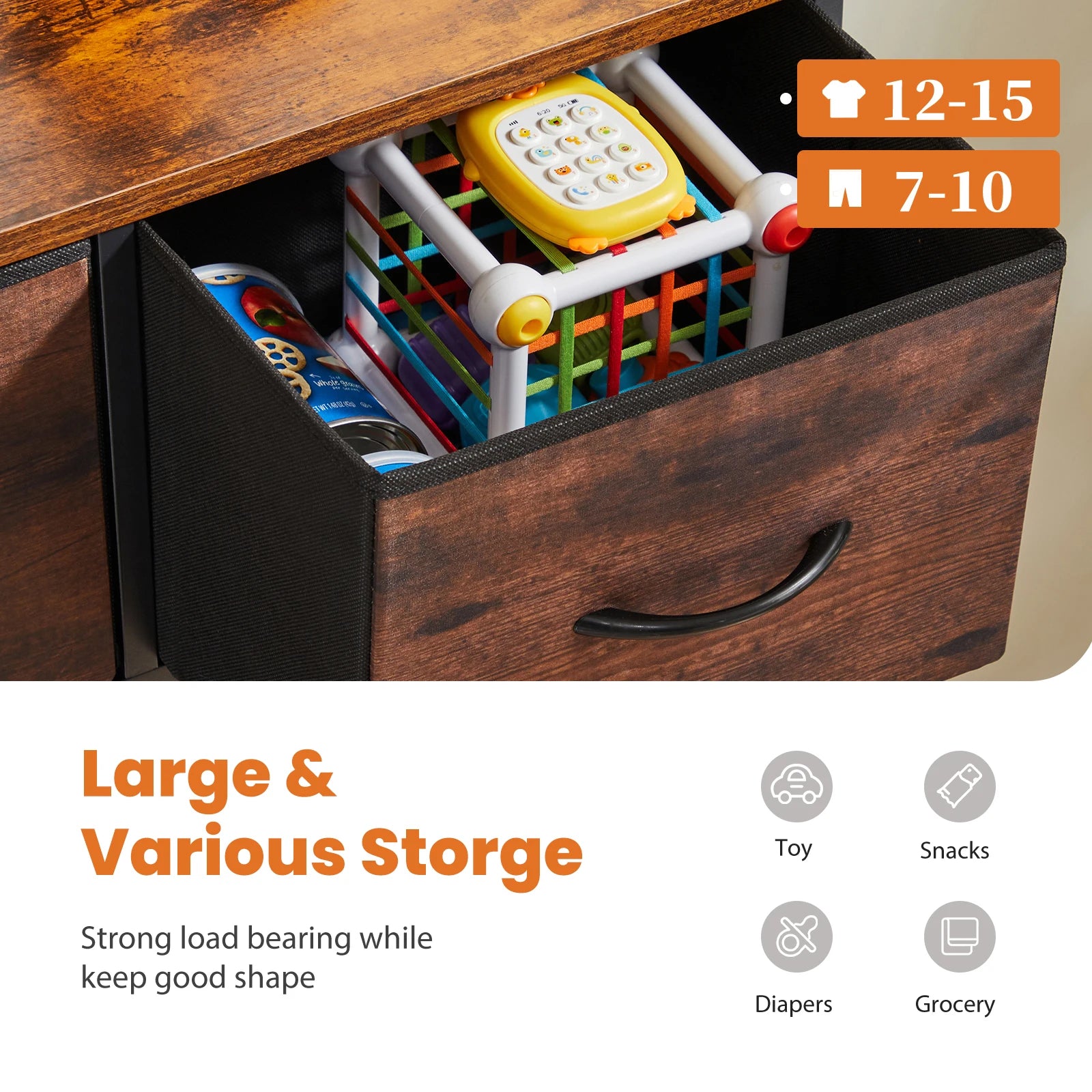 JHK Dresser For Bedroom With 9 Fabric Storage Drawer Wardrobe Tall Chest Organizer Closet Adult Kids Clothes Cabinet Furniture annizon.com