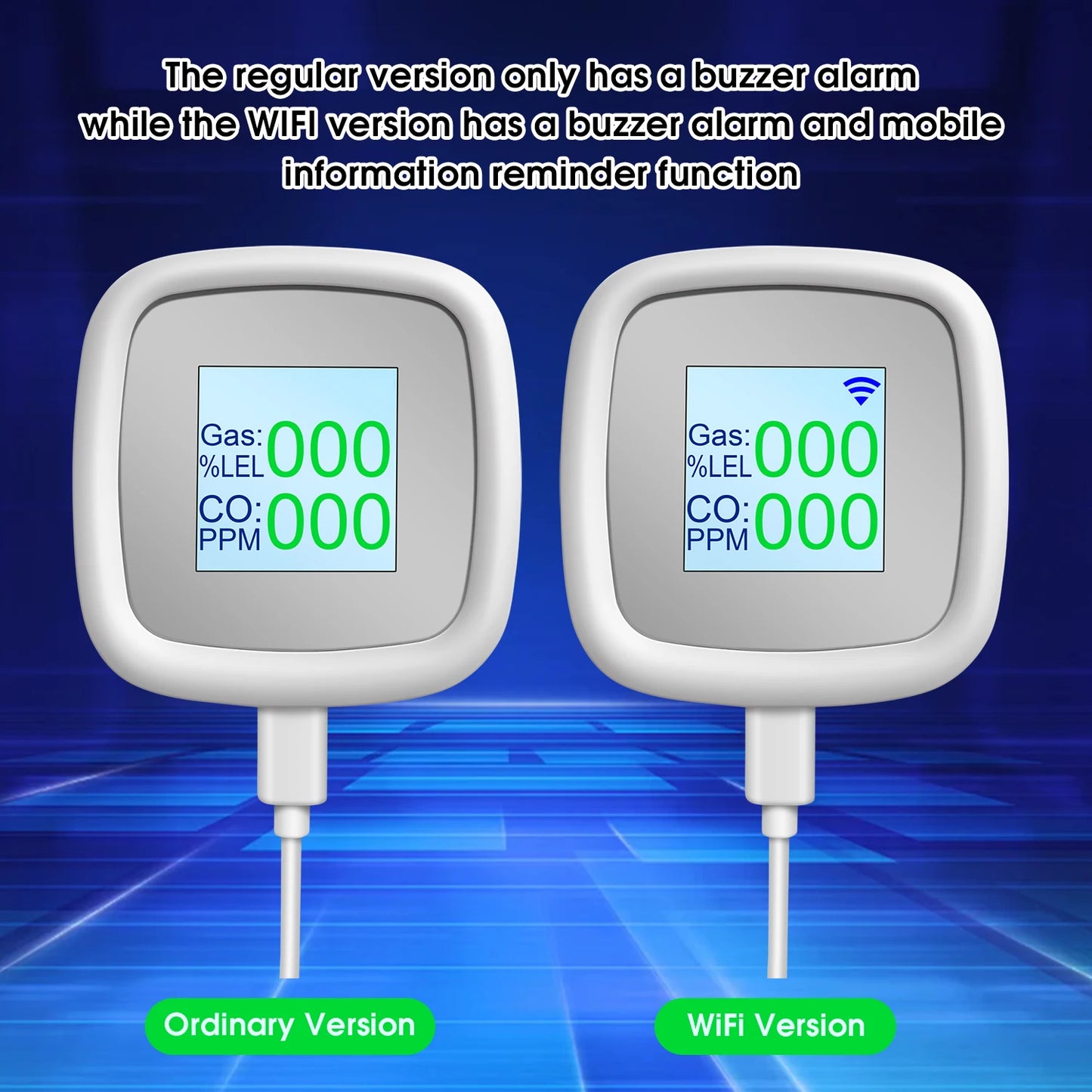C2 Gas Alarm  CO detector  combustible gas leakage Digital Gas Leak  Smoke Alarm Intelligent Remote Monitoring Gas Detector