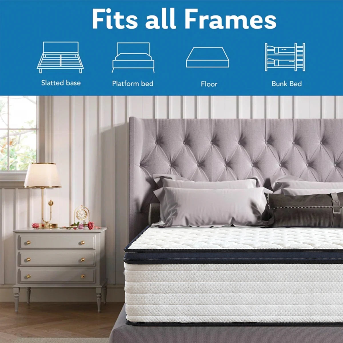 Queen Size Mattress Gel Memory Foam Hybrid Mattress , Pressure Relief, Medium Firm Comfort, Motion Isolation, Mattress in a box annizon.com