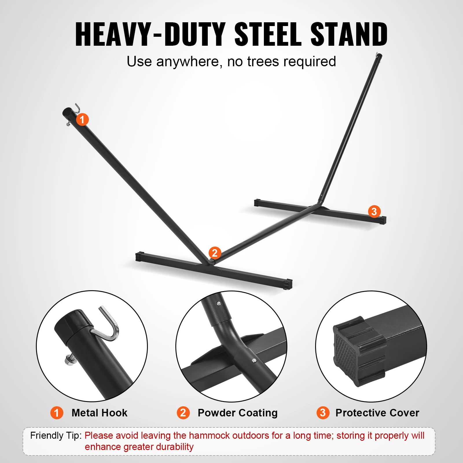 SucceBuy Two Person Hammock with Stand Included Double Hammock with Curved Spreader Bar and Detachable Pillow and Portable Bag annizon.com