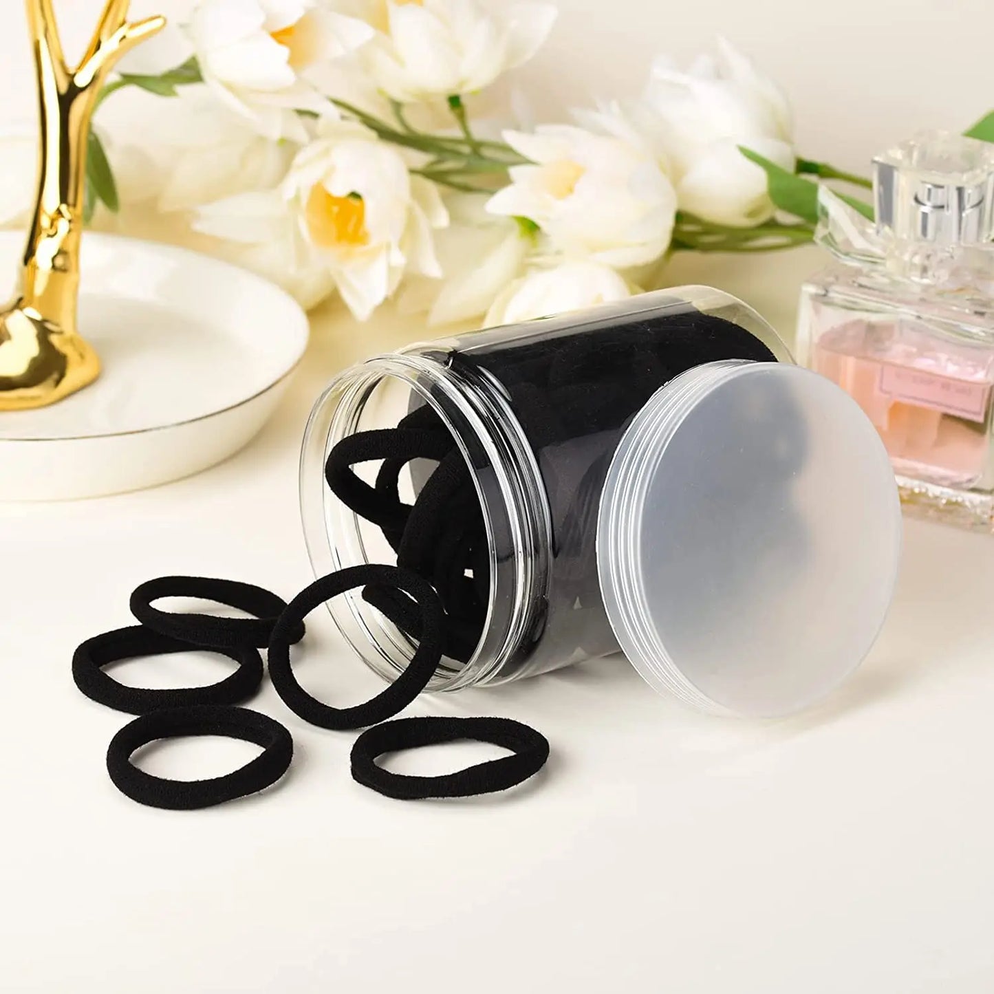 50/100 pieces - Canned high elasticity black headband, suitable for ponytails, hairstyles (various colors), casual, women's headwear, women's hair accessories ponytail holder, hair elastic band, hair bundle, gym sportswear, g annizon.com