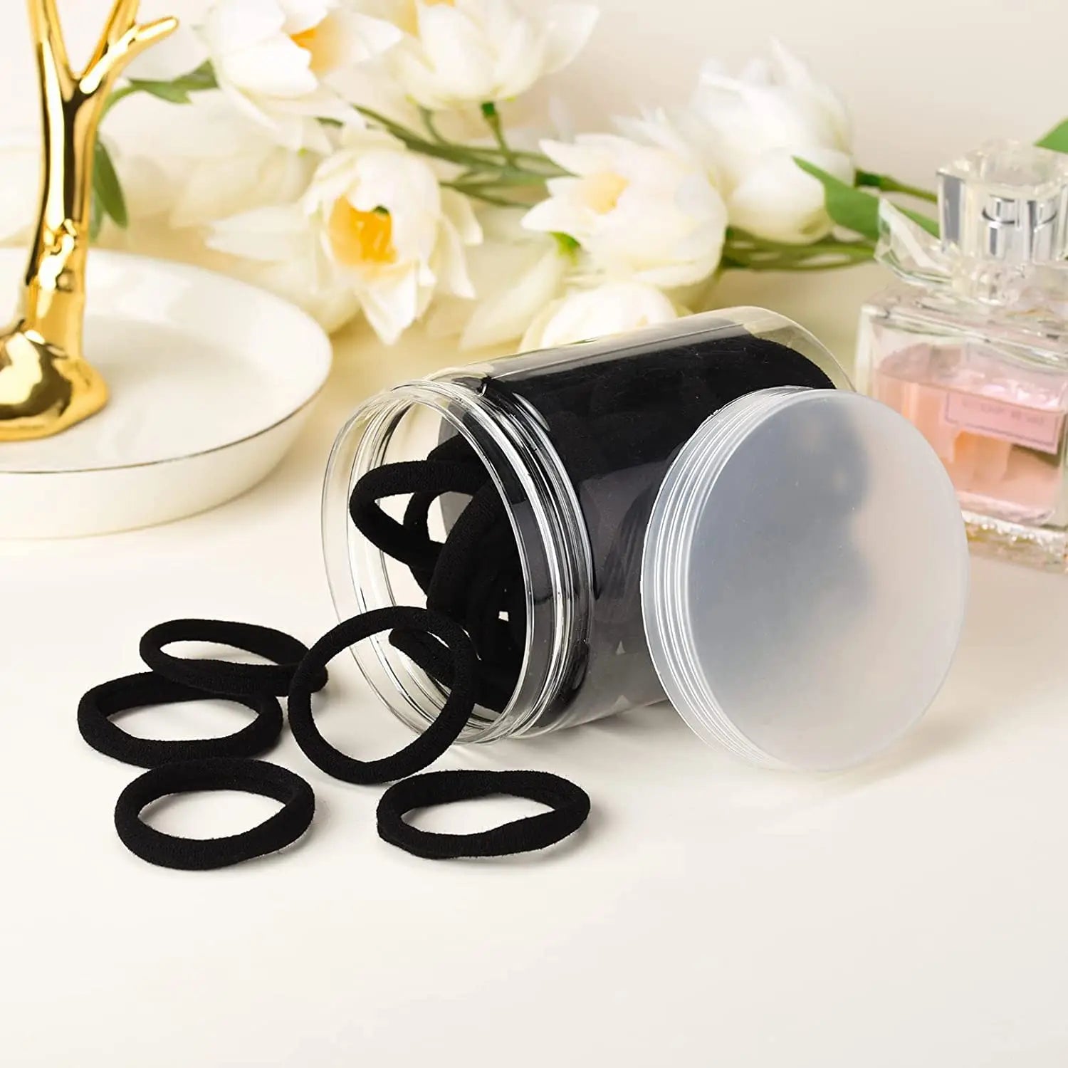 50/100 pieces - Canned high elasticity black headband, suitable for ponytails, hairstyles (various colors), casual, women's headwear, women's hair accessories ponytail holder, hair elastic band, hair bundle, gym sportswear, g annizon.com