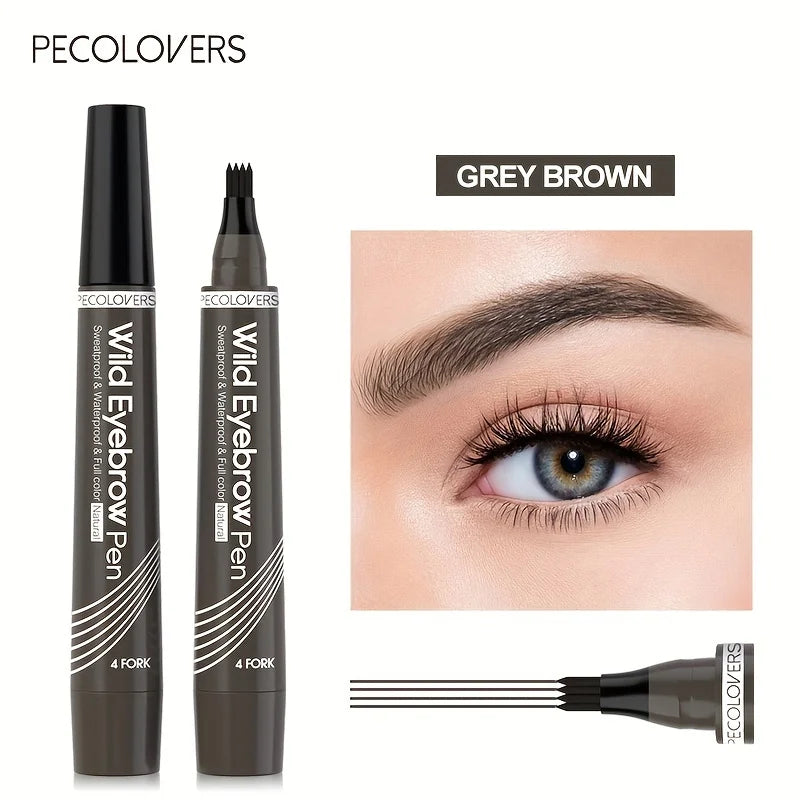 6 Colors 1pc Eyebrow Pen Waterproof 4 Split Tip Eyebrows Pen Eyebrow Tattoo Pen Waterproof Liquid Black Eyebrow Makeup Pencil annizon.com