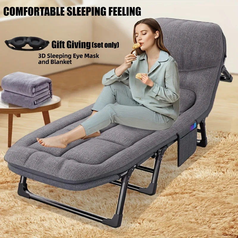 Heavy-Duty Adjustable Portable Folding Bed, Pillow & Blanket - 550 lbs Weight Capacity, Foldable Single Bed Frame annizon.com