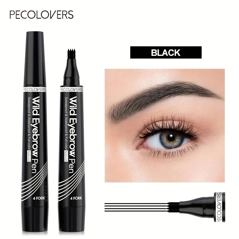 6 Colors 1pc Eyebrow Pen Waterproof 4 Split Tip Eyebrows Pen Eyebrow Tattoo Pen Waterproof Liquid Black Eyebrow Makeup Pencil annizon.com