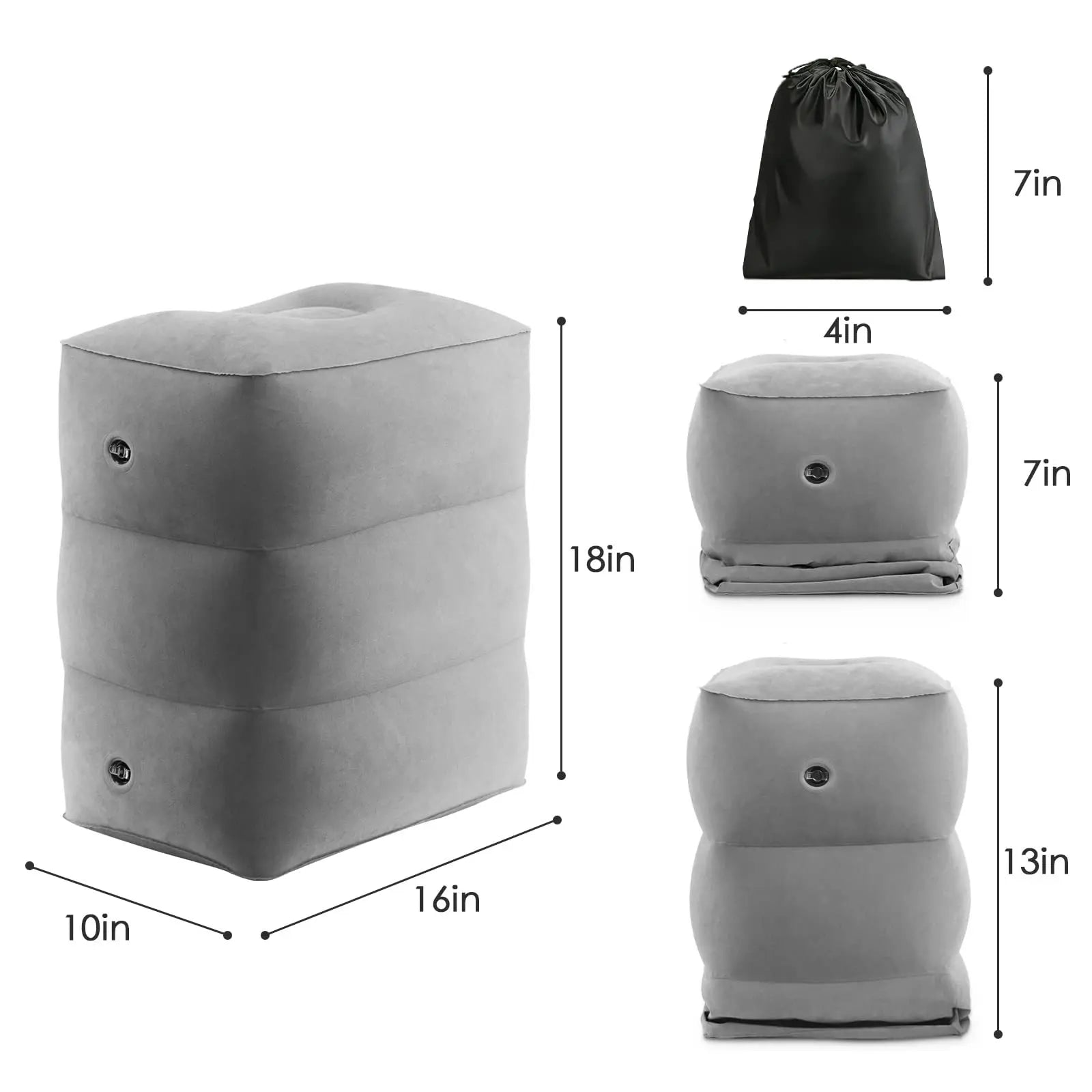 Inflatable Sleeping Foot Rest Pillow for Air Travel, PVC Adjustable 3-Layer Flight Footstool Cushion for Car Office annizon.com