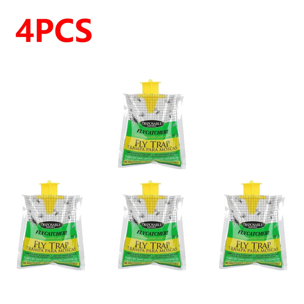 Hanging Fly Trap Bag with Fly Bait Disposable Flies Trap Non-Toxic Mosquito Trap Catcher Fly Wasp Insect Bug Killer for Outdoor