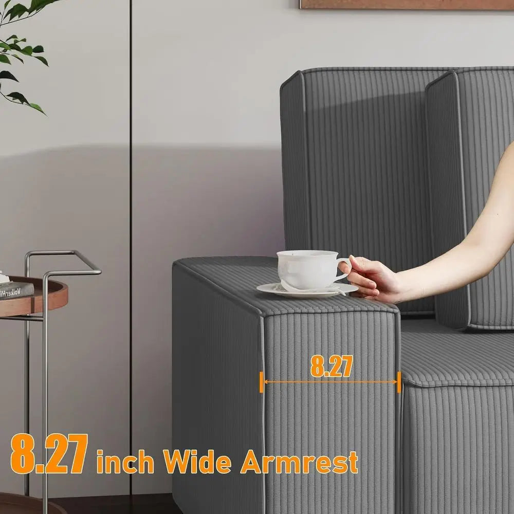 96 L-Shaped Sleeper Sofa with Chaise Lounge, Premium Corduroy Fabric, 1200 lbs Support, Ideal for Small Living Rooms annizon.com