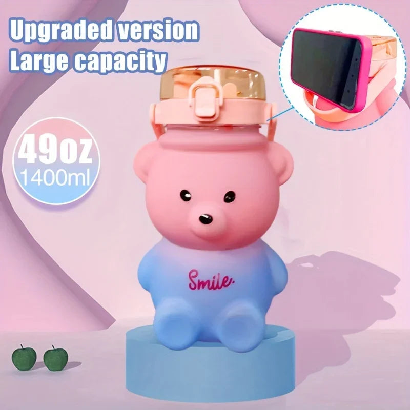 Cute Bear Water Bottle BPA-Free with Straw - Kids