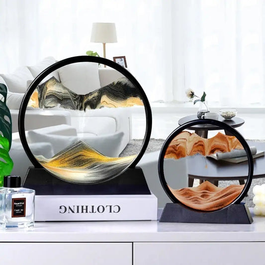 3D Moving Sand Art Glass Deep Sea Sandscape In Motion Display Home Decor Flowing Sand Frame Sand Painting Creative Gift