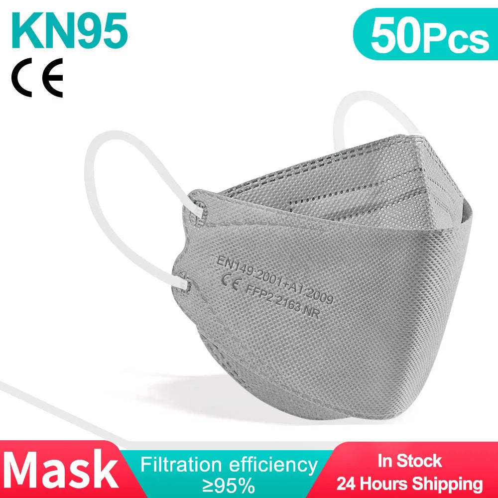 10-100PCS mascarillas FFP2 Face Mask CE Approved FPP2 Disposable KN95 KF94 Facial Mouth Black Fish Masks FFP2MASK kf94mask