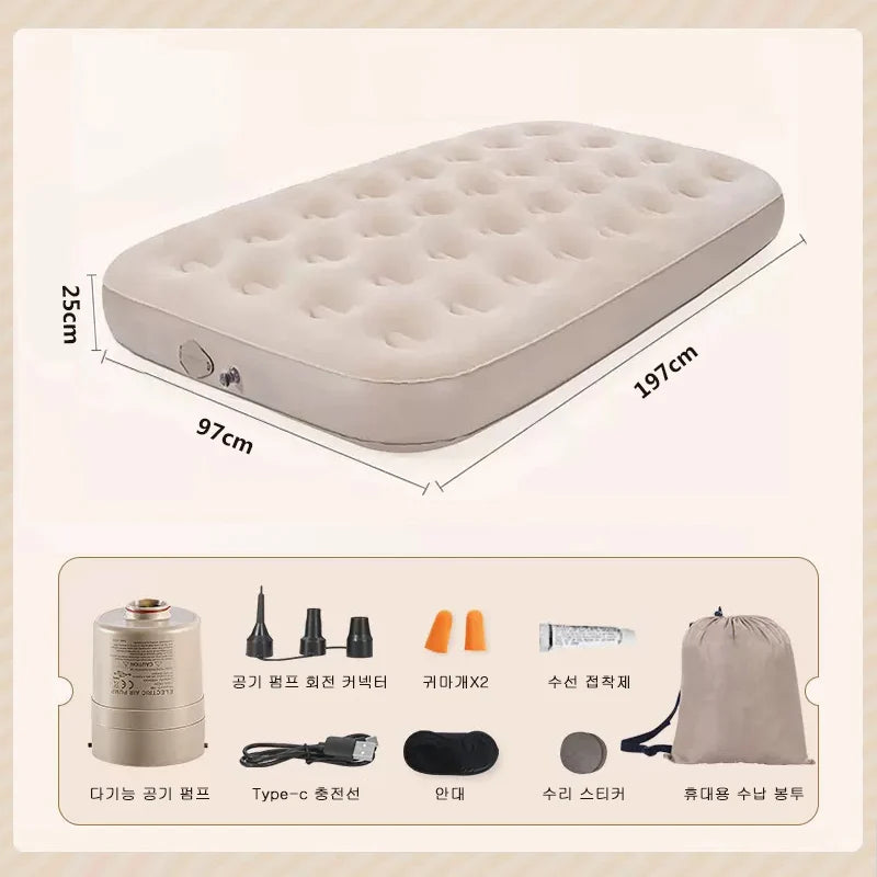 Interior Air Mattress Glamping Mats PVC Inflatable Sleeping Mattress Luxury 2 Person Camping Bed Mat Built-in Pump Thicken Mat annizon.com