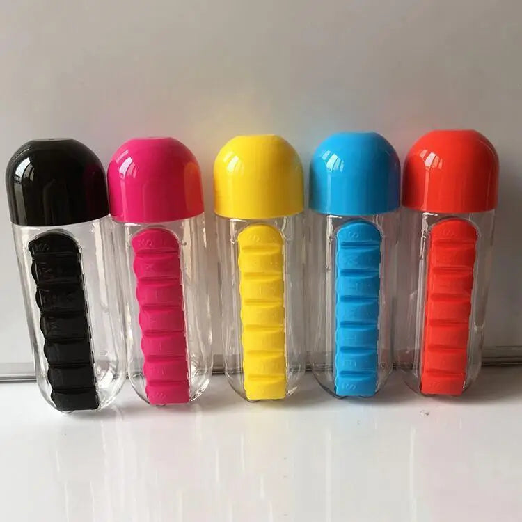 Water Bottle with Pill Box Organizer - 650ml
