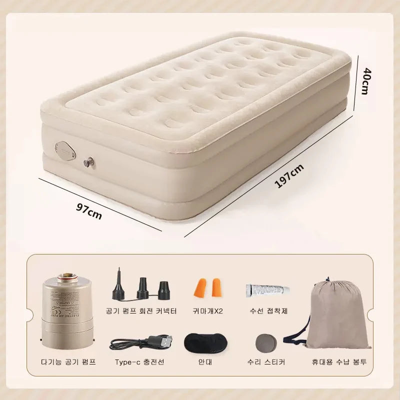Interior Air Mattress Glamping Mats PVC Inflatable Sleeping Mattress Luxury 2 Person Camping Bed Mat Built-in Pump Thicken Mat annizon.com