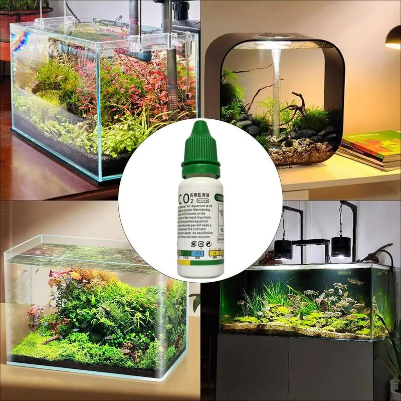 CO2 Indicator Drop Checker Solution Long Term Monitor Test Fish Tank Glass Aquatic Co2 Tester for Fish Tank Aquariums