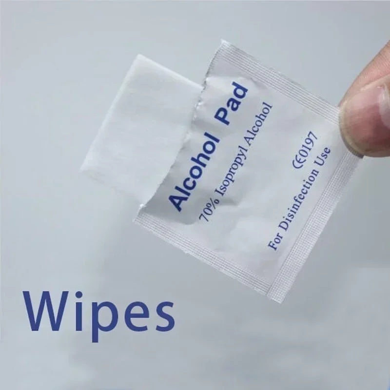 100pcs Portable Alcohol Prep Pads Disinfectant Swabs Wipes Cleaner 70% Alcohol Content Suitable for Mobile Phone Cleaning