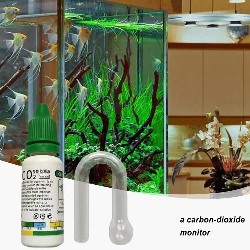 Aquarium CO2 Indicator Solution 15ml Fish Tank Long-Term Monitor CO2 Test PH Liquid ForAquatic Plants (Used with Drop Checker)