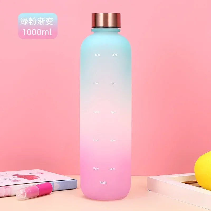 1L Water Bottle with Time Marker - BPA Free Leakproof
