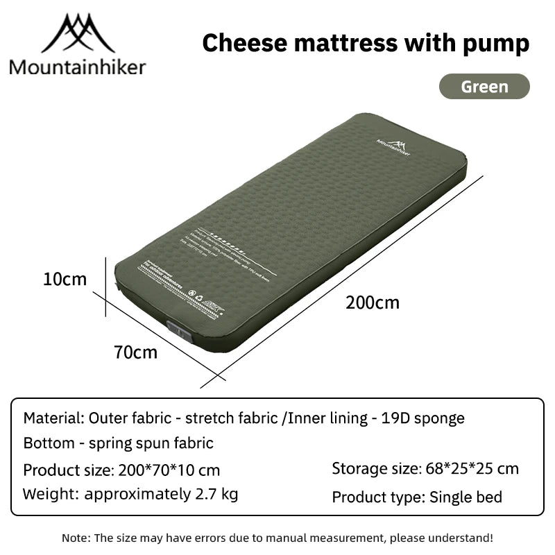 Mountainhiker Outdoor Inflatable Cheese Mattress Furnitures Special Sponge Upgrade Edition 10CM Portable Family Sleeping Pad Mat annizon.com